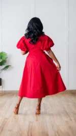 Ikojn Double O Midi Dress in RED - Image 3