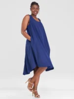 Vivo Yumi Sleeveless Knee Length Dress - Navy Blue - Image 3