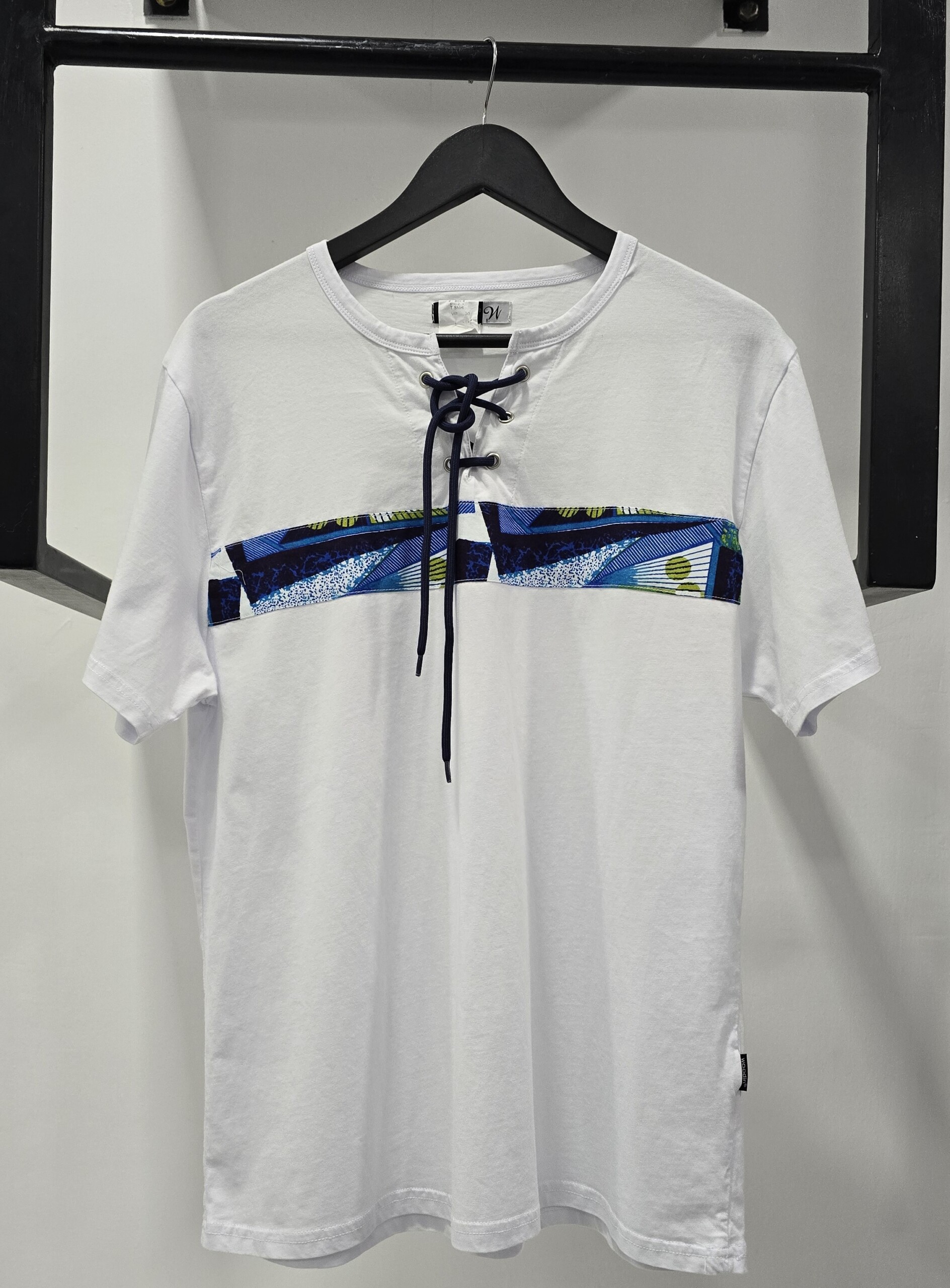 20250821_183846 Men's Short T-shirts - FEN Front Lace Up - White - Image 1