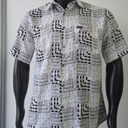 Slim Fit Linen Black, Red and White Shirt