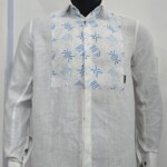 Slim-Fit Linen L_S Blue Shirts