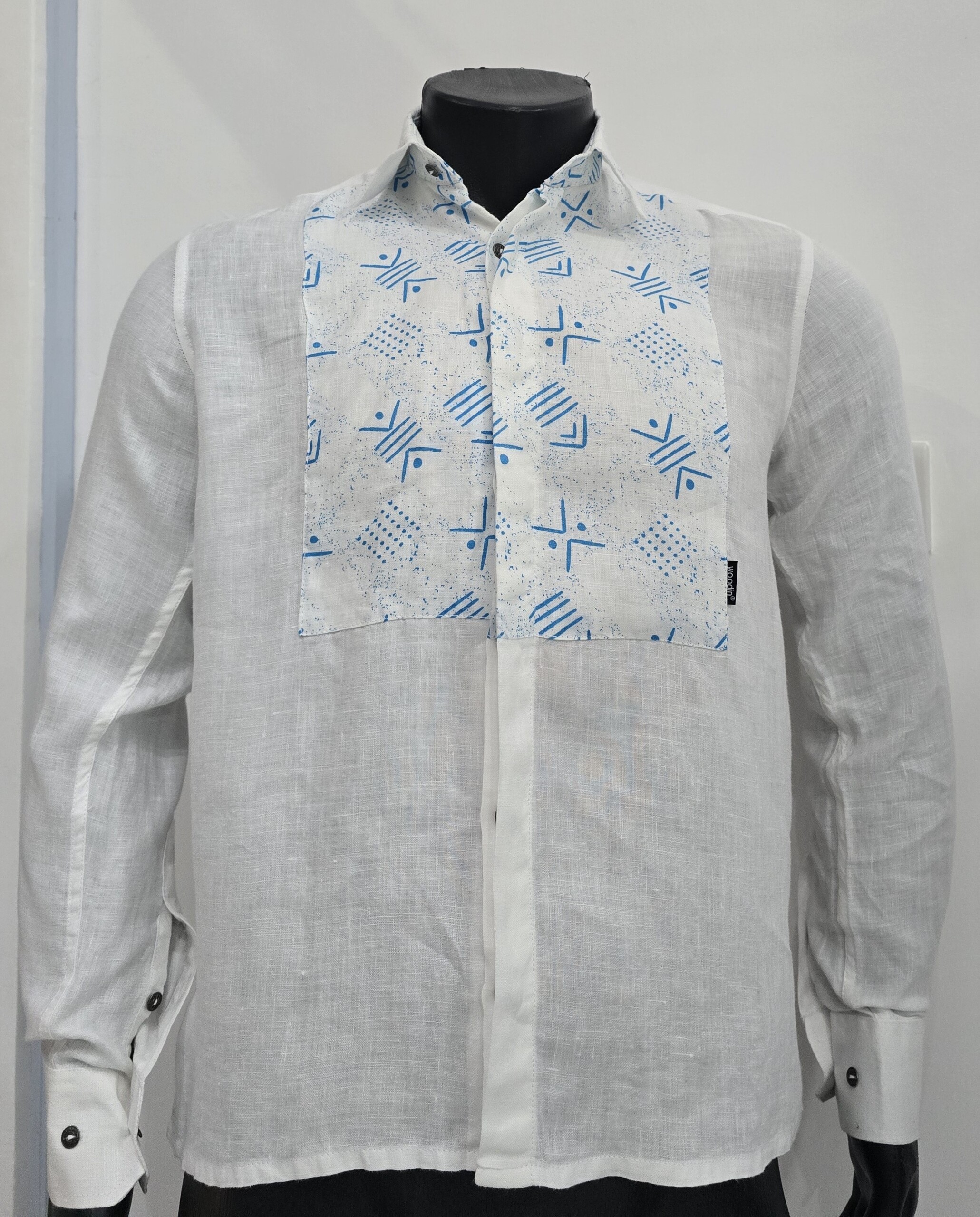 20250901_190440 Slim-Fit Linen L_S Blue Shirts - Image 1