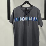 Men_s Short T-shirts - FEN Front Lace Up - Grey _ White