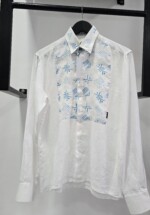 Slim-Fit Linen L_S Blue Shirts - Image 2