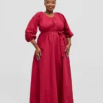 Eyane Upeo Puff-Sleeve Maxi Dress (Plum)