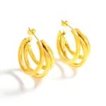 Eyane Triple Curve Earrings (18K Gold Plated)