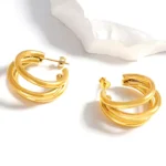 Eyane Triple Curve Earrings (18K Gold Plated) - Image 2