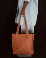 Pull Up Leather Shopper Tote Brown - Image 4