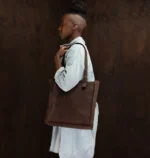 Pull Up Leather Shopper Tote Brown - Image 9